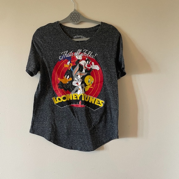 Loony Tunes heather grey short sleeve printed large t shirt - Picture 1 of 5